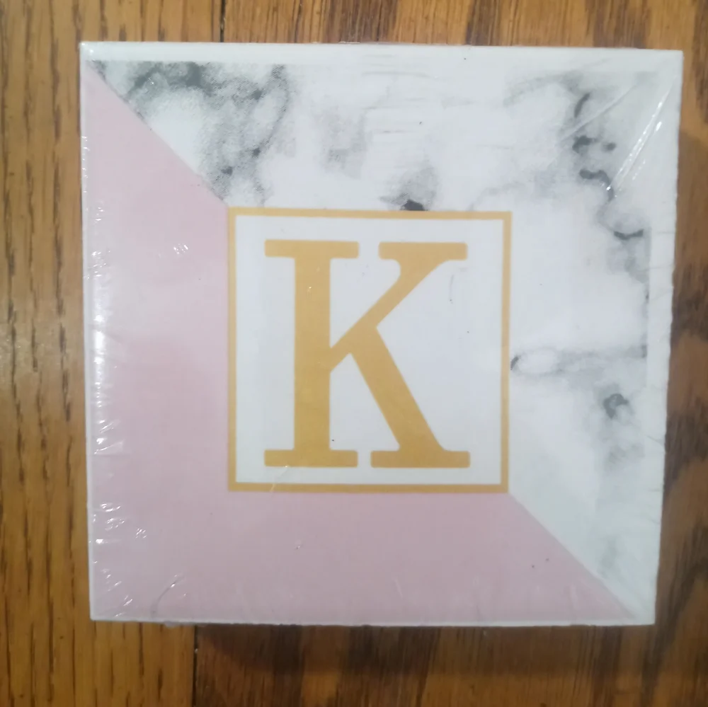 Marbled Letter Ceramic Coaster Set - Four (4) Packs